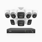 H800 - Zestaw do Monitoringu PoE 8 Kamery (4 Tubowa & 4 Kopułkowa) 4K z 16-Kanałowy Rejestratorem NVR, Noktowizor kolorowy i IR, 1/2.4" progresywny sensor CMOS, Identyfikacji osób lub pojazdów, Wbudowany mikrofon, IP67, Obsługuje RTSP i ONVIF